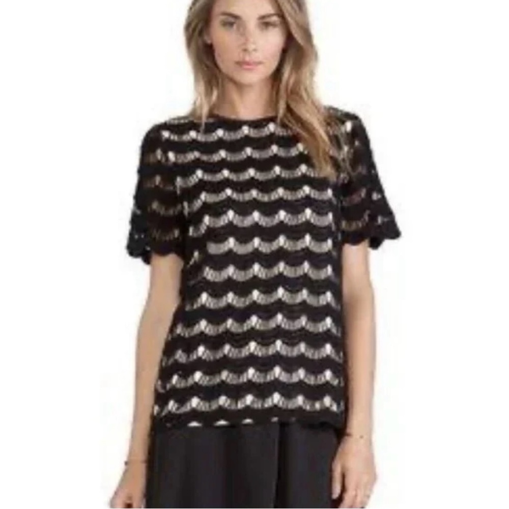 Kate Spade Black Scalloped Crochet Blouse, size 2